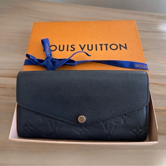 Louis Vuitton Handbags - Authentic Louis Vuitton Dark Blue Empreinte Leather Sarah Wallet on chain